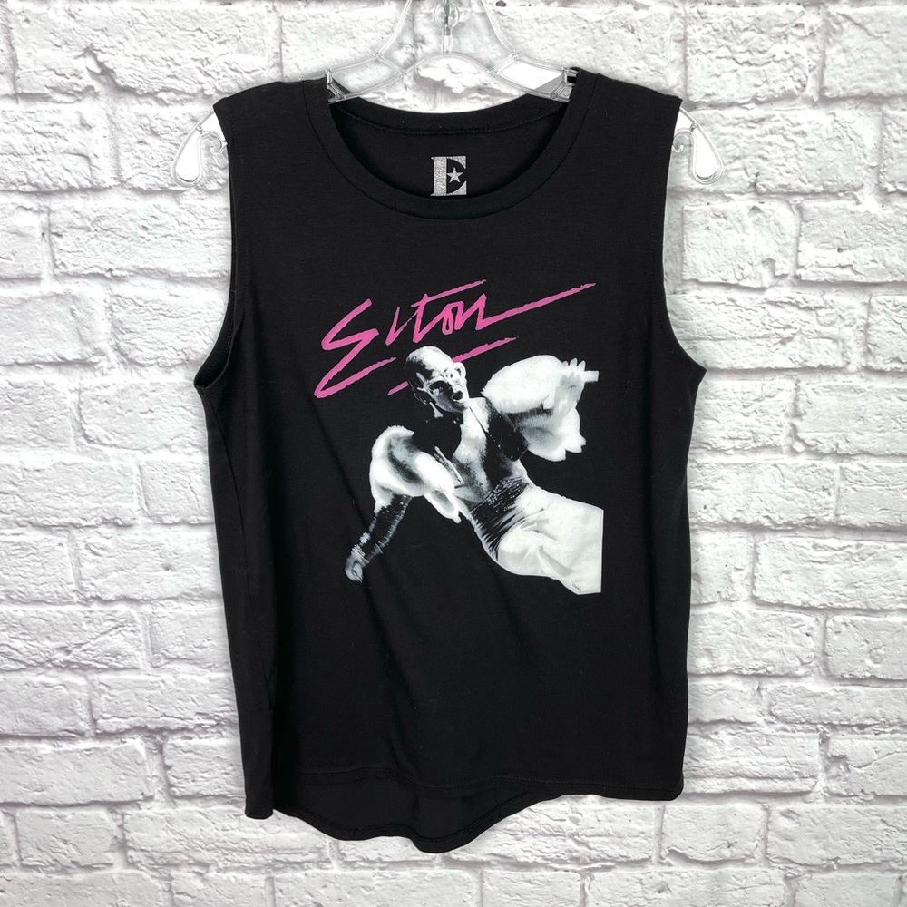 Elton Black Graphic Muscle‎ Tee Size Large